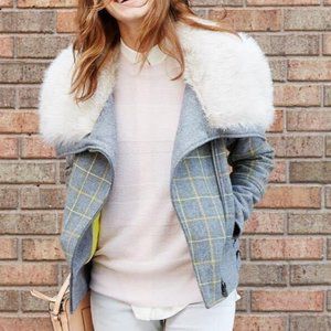 Wool Fur Biker Jacket Banana Republic